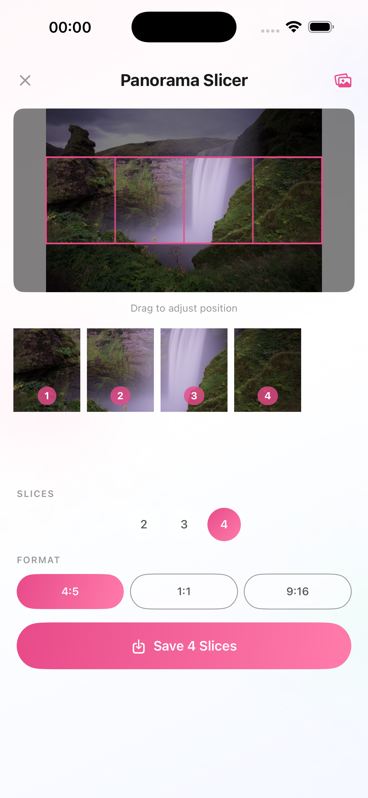 Panorama Slicer with 4 slices